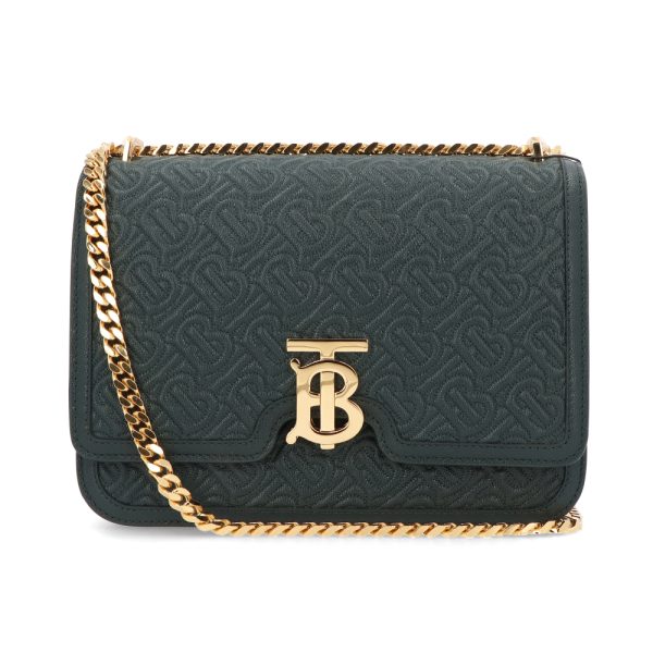 4b b16 00117 02 Burberry Chain Leather Shoulder Bag Green