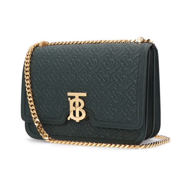 4b b16 00117 06 Burberry Chain Leather Shoulder Bag Green