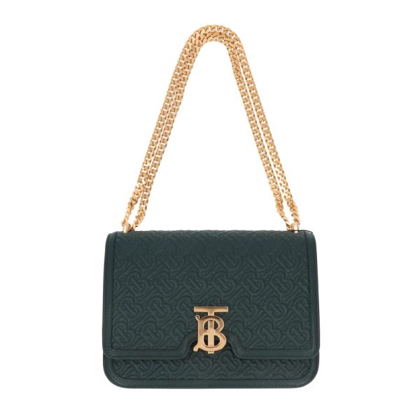 4b b16 00117 13 Burberry Chain Leather Shoulder Bag Green