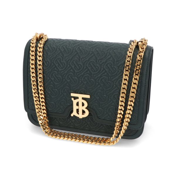 4b b16 00117 14 Burberry Chain Leather Shoulder Bag Green