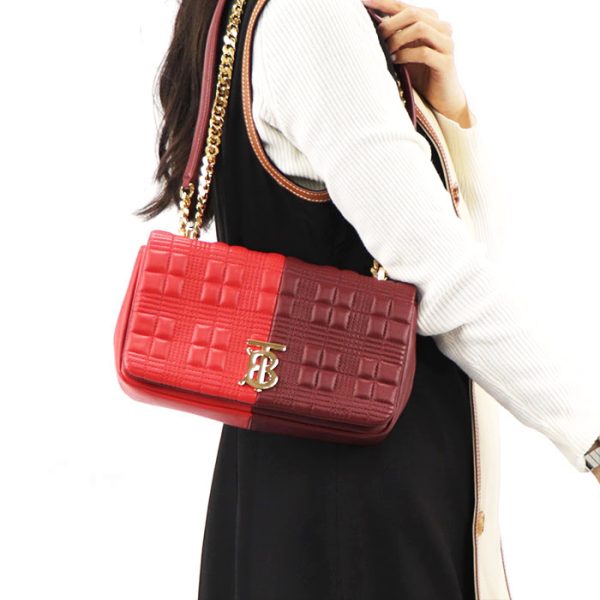 4b b16 00118 01 Burberry Chain Leather Shoulder Bag Red