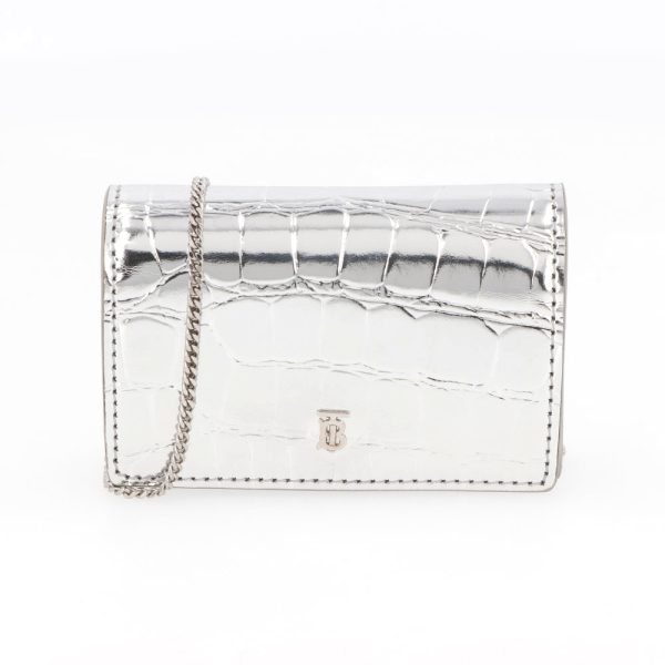 4b b16 00120 02 Burberry Wallet Coin Case Chain Shoulder Bag Silver