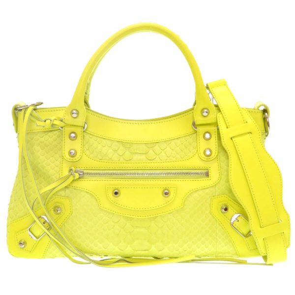 4b0073asez5 1 Balenciaga The First Python Handbag Yellow