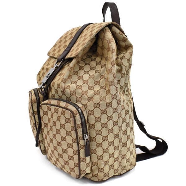 5000049884102965 2 Gucci Backpack Rucksack Jackie GG Canvas Leather Beige Dark Brown