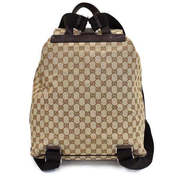 5000049884102965 3 Gucci Backpack Rucksack Jackie GG Canvas Leather Beige Dark Brown