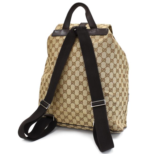 5000049884102965 4 Gucci Backpack Rucksack Jackie GG Canvas Leather Beige Dark Brown