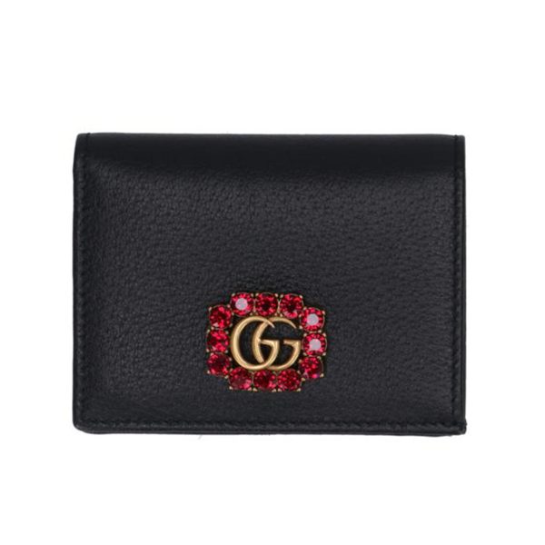 51223 1 Gucci GG Marmont Rhinestone Crystal Wallet Black