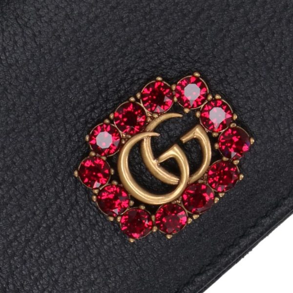 51223 3 Gucci GG Marmont Rhinestone Crystal Wallet Black