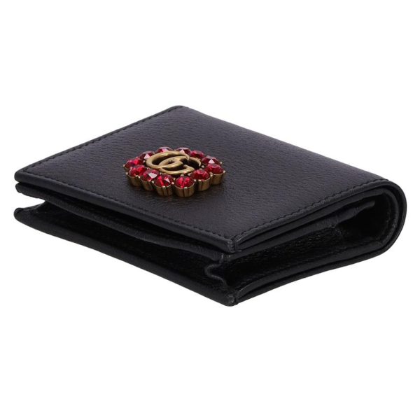 51223 4 Gucci GG Marmont Rhinestone Crystal Wallet Black