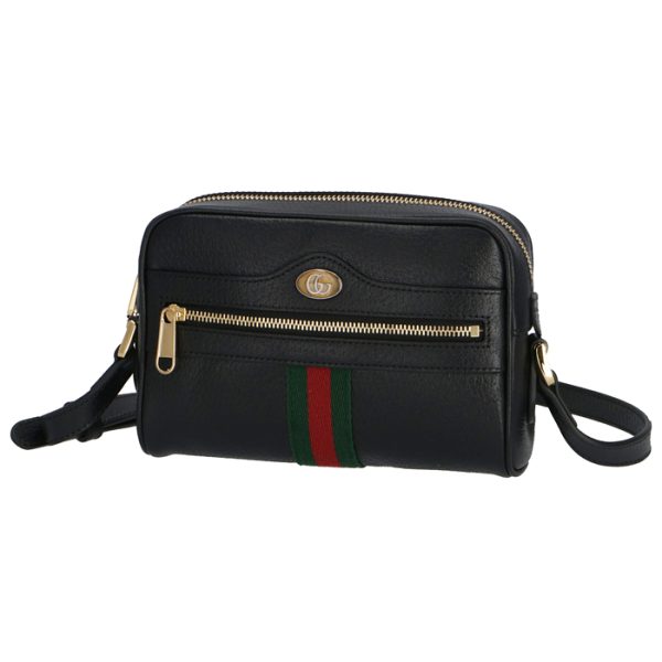 517350dj2dg1060 1 Gucci Ophidia Leather Mini Shoulder Bag Black