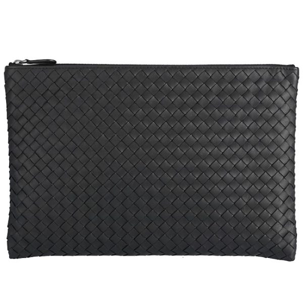 522430v001n1000 Bottega Veneta Clutch Large Intrecciato Nappa Leather Document Case Black