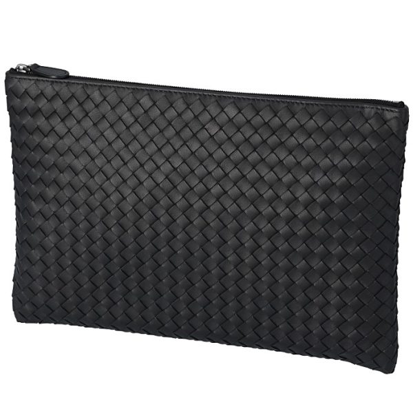 522430v001n1000 1 Bottega Veneta Clutch Large Intrecciato Nappa Leather Document Case Black