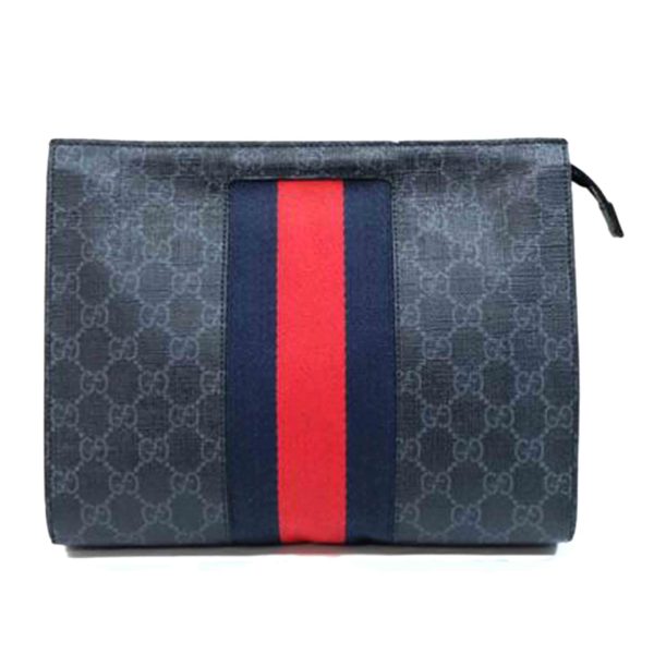 52296 1 Gucci Web Stripe Clutch Bag AB Rank Black