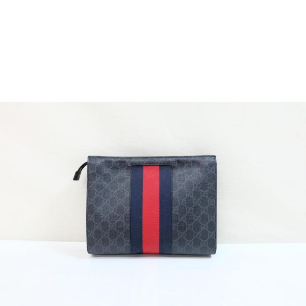 52296 2 Gucci Web Stripe Clutch Bag AB Rank Black