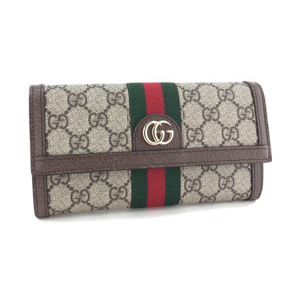 523153 96iwg 8745 01 Gucci Ophidia Web GG Supreme Canvas Beige Ebony Wallet