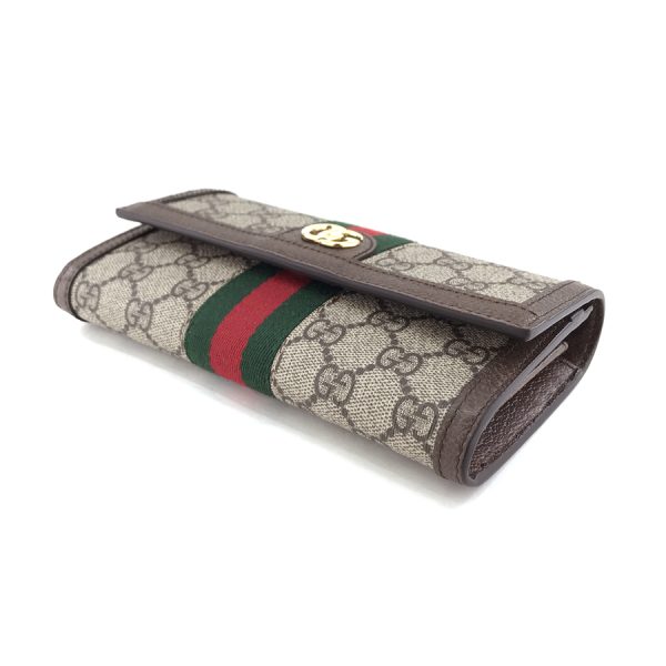 523153 96iwg 8745 03 Gucci Ophidia Web GG Supreme Canvas Beige Ebony Wallet