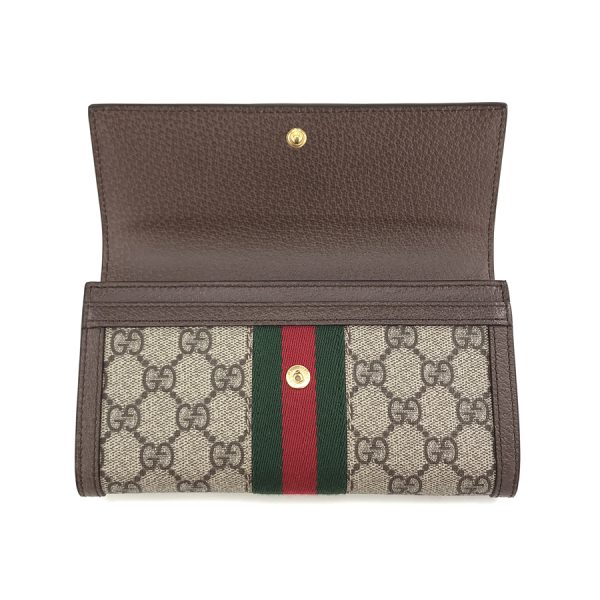 523153 96iwg 8745 04 Gucci Ophidia Web GG Supreme Canvas Beige Ebony Wallet