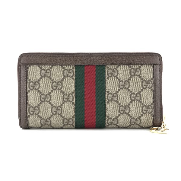 523154 96iwg 8745 02 Gucci Ophidia Web GG Supreme Logo Canvas Beige Ebony Wallet