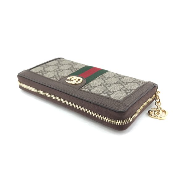 523154 96iwg 8745 03 Gucci Ophidia Web GG Supreme Logo Canvas Beige Ebony Wallet