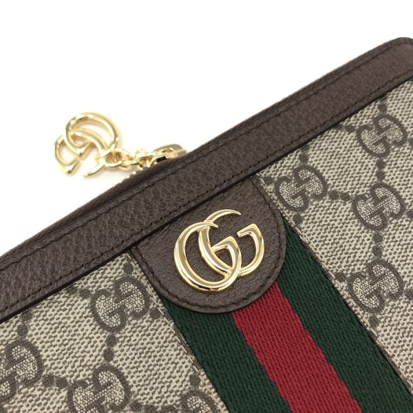 523154 96iwg 8745 06 Gucci Ophidia Web GG Supreme Logo Canvas Beige Ebony Wallet