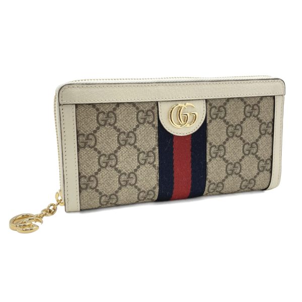 523154 96iwg 9794 01 Gucci Ophidia Web Stripe GG Supreme Beige Ebony Wallet