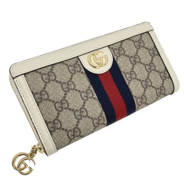 523154 96iwg 9794 06 Gucci Ophidia Web Stripe GG Supreme Beige Ebony Wallet