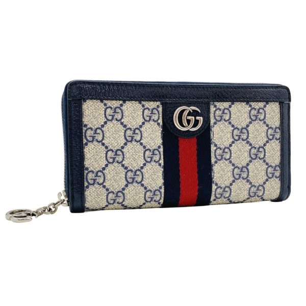 523154 96iwn 4076 01 Gucci Ophidia GG Supreme Canvas Beige Red Blue Wallet