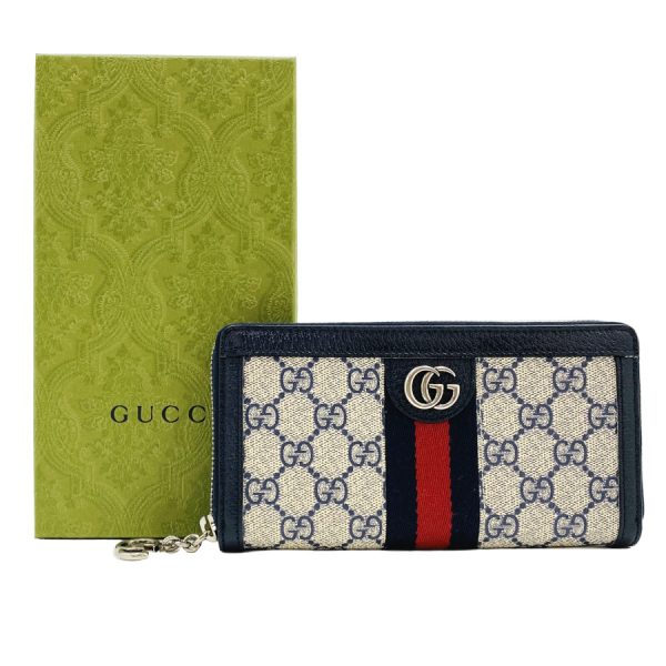 523154 96iwn 4076 08 Gucci Ophidia GG Supreme Canvas Beige Red Blue Wallet