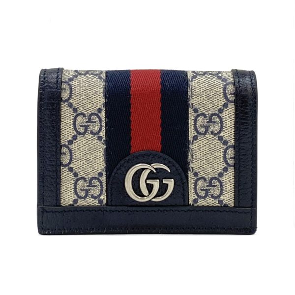 523155 96iwg 4076 01 Gucci GG Supreme Canvas Wallet Bifold Navy Beige Blue Red