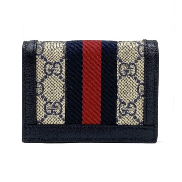 523155 96iwg 4076 02 Gucci GG Supreme Canvas Wallet Bifold Navy Beige Blue Red