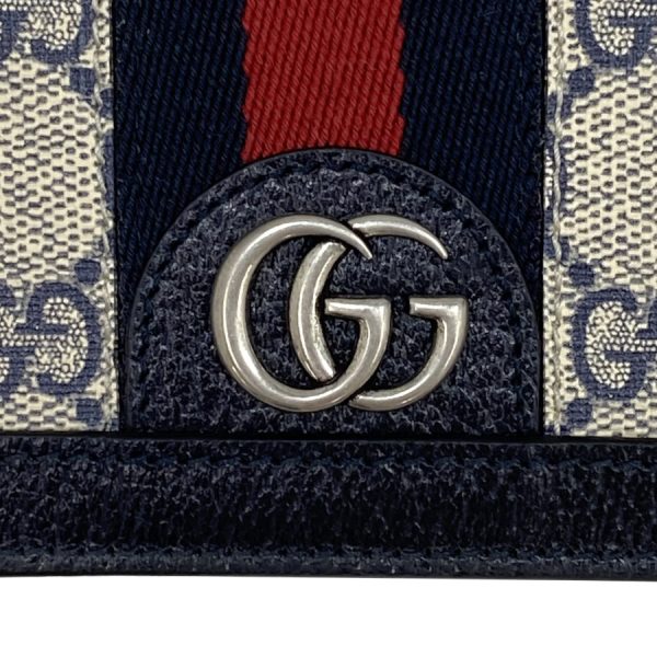 523155 96iwg 4076 06 Gucci GG Supreme Canvas Wallet Bifold Navy Beige Blue Red