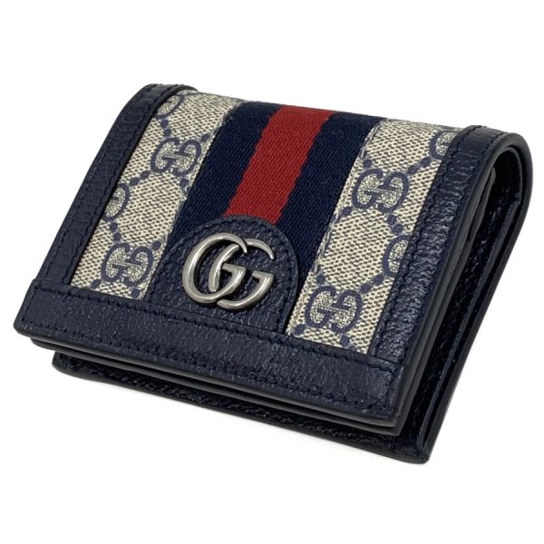 523155 96iwg 4076 07 Gucci GG Supreme Canvas Wallet Bifold Navy Beige Blue Red