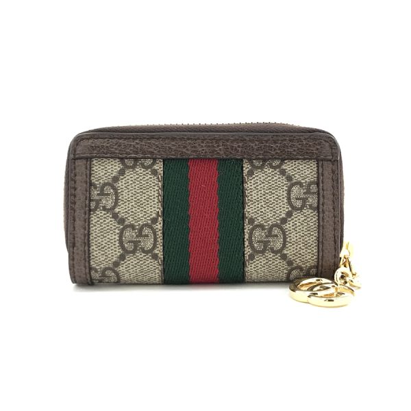 523157 96iwg 8745 02 Gucci GG Supreme Canvas Key Case Round Zipper Beige Ebony