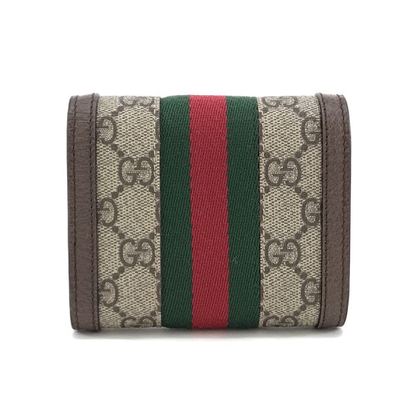 523174 96iwg 8745 02 Gucci GG Supreme Canvas Wallet Tri Fold Compact Beige Ebony Red Green Gold