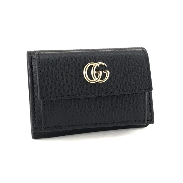 523277 cao0g 1000 01 Gucci Petite Marmont Leather Wallet Tri Fold Mini Compact Black