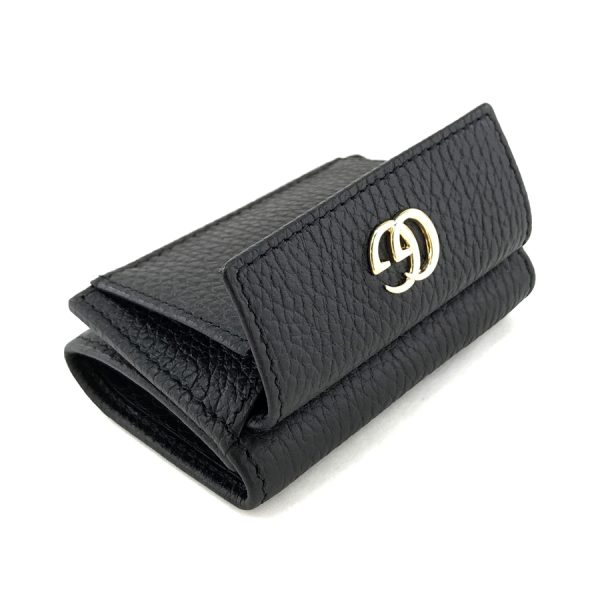 523277 cao0g 1000 06 Gucci Petite Marmont Leather Wallet Tri Fold Mini Compact Black