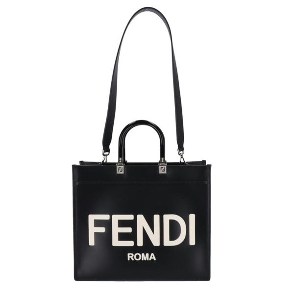 52466 1 Fendi Calf Leather 2 Way Shopping Bag Black