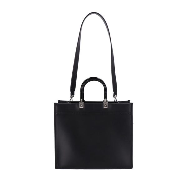 52466 2 Fendi Calf Leather 2 Way Shopping Bag Black