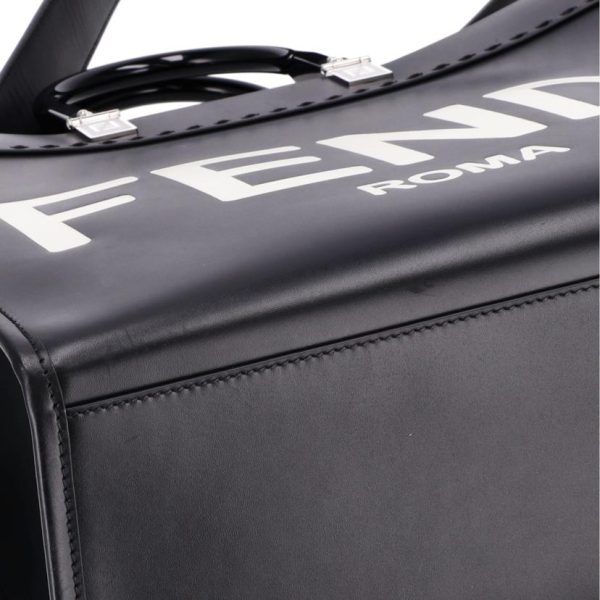 52466 7 Fendi Calf Leather 2 Way Shopping Bag Black