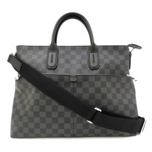 52993 1 Christian Dior Trotter Leather Canvas Tote Bag Black