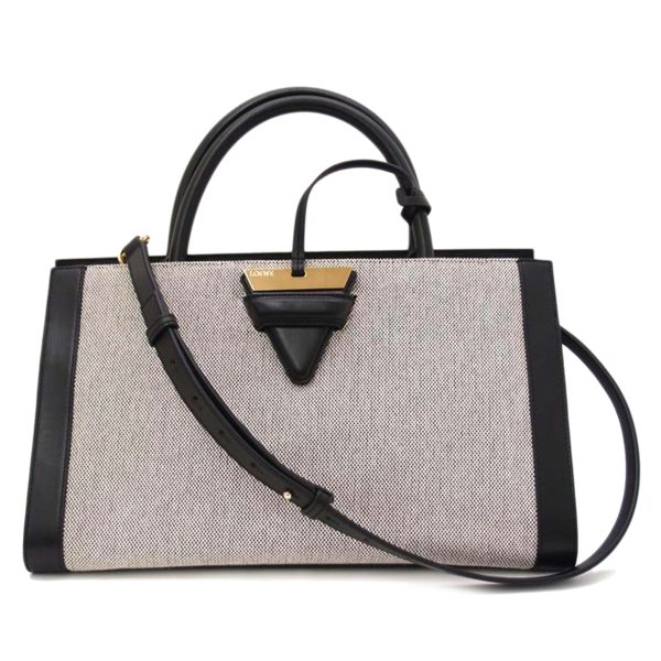 53136 1 Loewe Hand Canvas Leather Shoulder Bag Black