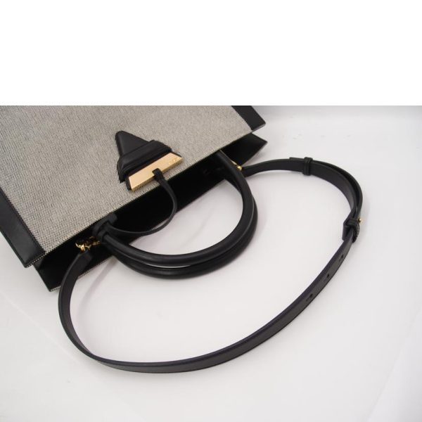 53136 4 Loewe Hand Canvas Leather Shoulder Bag Black