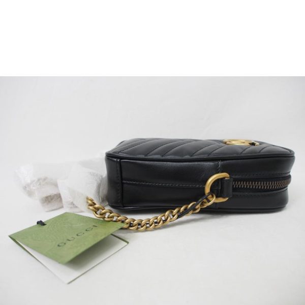 53827 3 Gucci GG Marmont Mini Chain Shoulder Bag Black