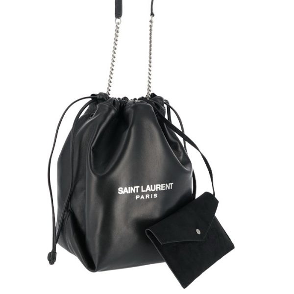 5384470yp0e1000 Saint Laurent Teddy Drawstring Shoulder Bag Black