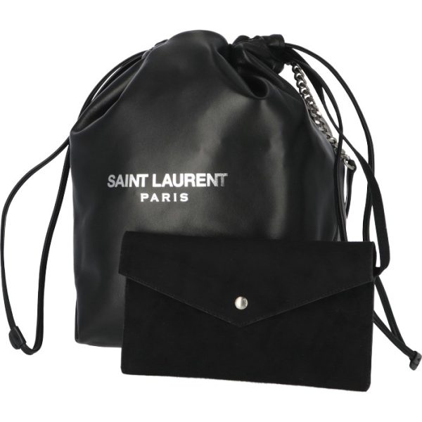 5384470yp0e1000 1 Saint Laurent Teddy Drawstring Shoulder Bag Black