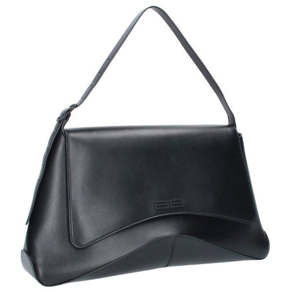 55051 240410 0113 1 Balenciaga Leather Logo Flap Handbag Black