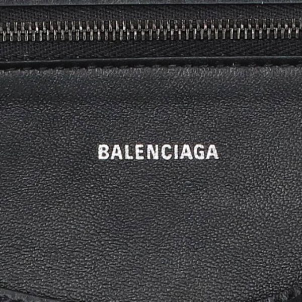 55051 240410 0113 3 Balenciaga Leather Logo Flap Handbag Black