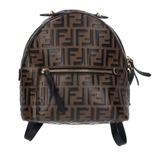 55057 240209 0402 1 Fendi Zucca Pattern All Over Pattern Mini Backpack Brown