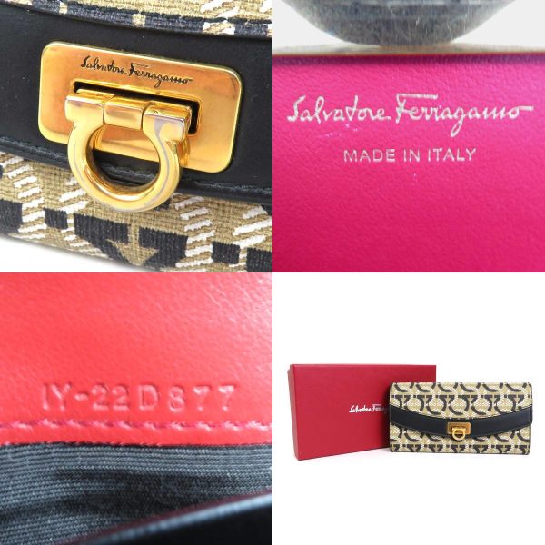 55374a 4 c Salvatore Ferragamo Long Wallet Leather Black Brown