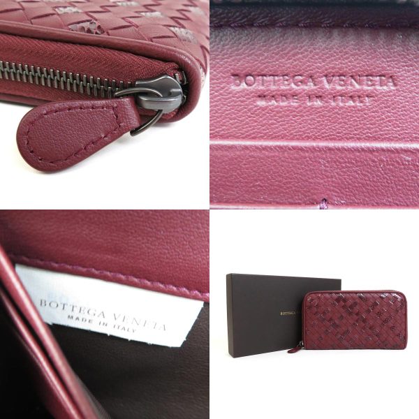 55425f 4 c Bottega Veneta Round Zipper Long Wallet Intrecciato Leather Bordeaux